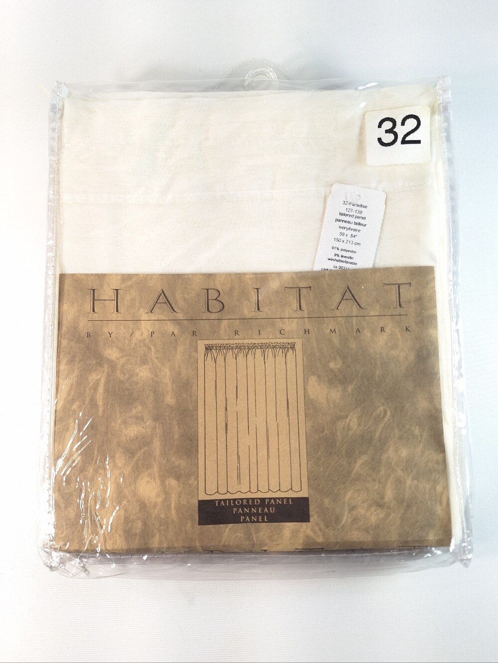 Habitat by Richmark Tailored Curtain Panels 59x84 Ivory Linen Blend New Set Of 2